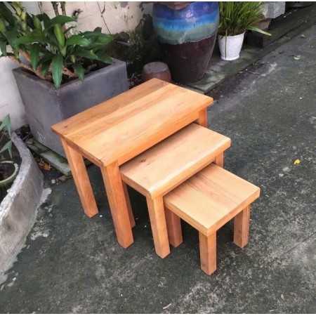 Solid Oak : Bộ Đôn Gỗ Sồi - 03 Món